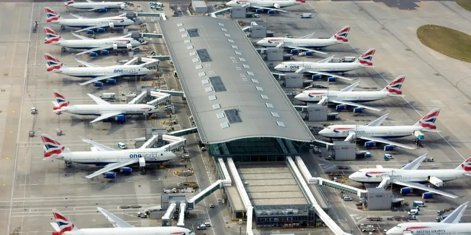 Inside a Heathrow terminal