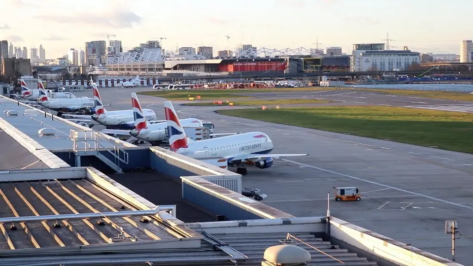 London City Airport — aircraft and terminal